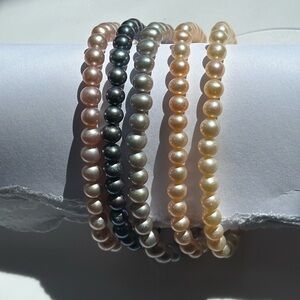 Multicolor Elastic Stacking Bracelets Set of Five Faux‎ Pearl